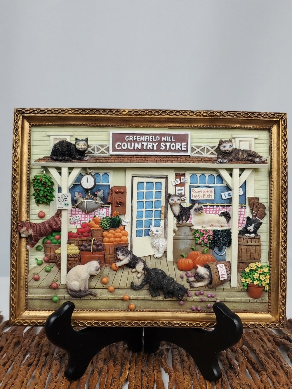 Purr-Fect Views "Country Store" Cats Mixed Media Wall Art - Multicolor
